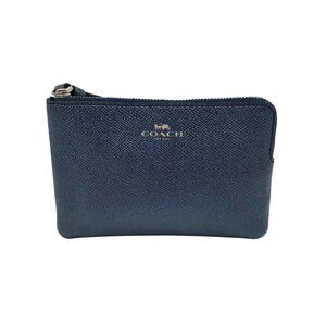 Coach Metallic Blue Pebbled Leather Kelsey Wristlet